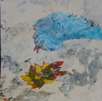 blauer Vogel und Blume - borgia - Array auf Array - Array - blauer Vogel und Blume - borgia - Array auf Array - Array -