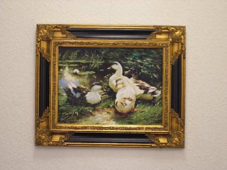 Romantisches Enten-Gemälde auf Holz. - Harri - Array auf Array - Array - Romantisches Enten-Gemälde auf Holz. - Harri - Array auf Array - Array -