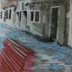 rote bank eine rote Bank in Venedig - daniela reifenrath - Acryl-Mischtechnik auf Leinwand - - rote bank eine rote Bank in Venedig - daniela reifenrath - Acryl-Mischtechnik auf Leinwand - -