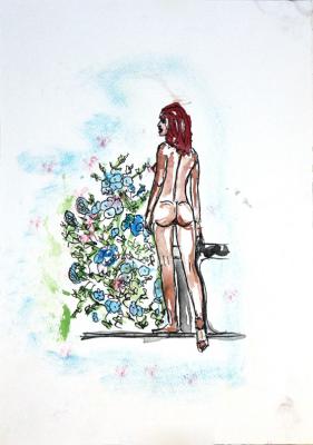 Zeichnung Nude 23 (Aquarellpapier, Tusche, 24x34) - Wolfgang Bretschneider - Array auf Array - Array - Array Zeichnung Nude 23 (Aquarellpapier, Tusche, 24x34) - Wolfgang Bretschneider - Array auf Array - Array - Array