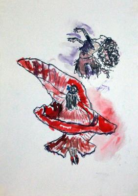 Zeichnung. Bauchtanz 01 Aquarellpapier, Tusche - Wolfgang Bretschneider - Array auf Array - Array - Array Zeichnung. Bauchtanz 01 Aquarellpapier, Tusche - Wolfgang Bretschneider - Array auf Array - Array - Array