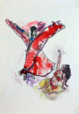 Zeichnung. Bauchtanz 05 Aquarellpapier, Tusche - Wolfgang Bretschneider - Array auf Array - Array - Array Zeichnung. Bauchtanz 05 Aquarellpapier, Tusche - Wolfgang Bretschneider - Array auf Array - Array - Array
